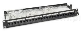 Patch panel, patchpanel, 24 porty, UTP, kat 6, 1U, beznarzędziowy, uchwyty na kabel