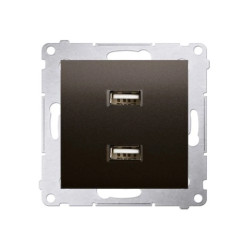 Simon 54 Ładowarka 2xUSB 2.1A 5V/DC brąz mat DC2USB.01/46