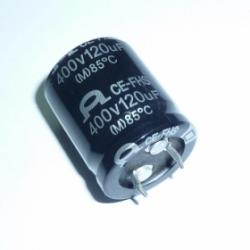 Kondensator elektrolityczny 120uF 400V 85' 25x30mm SNAP-IN [kod#KE014]