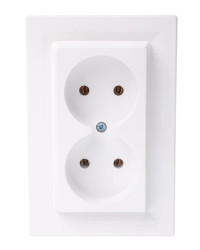 Gniazdo podwójne Asfora b/u białe z ramką EPH9700221