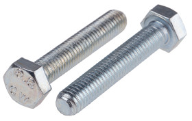 Śruba z łbem sześciokątnym gwint M8 45mm skok 1.25mm Stalowe Sześciokątny Powlekane jasnym cynkiem RS PRO