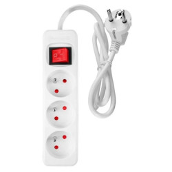 Listwa zasilająca 3 gniazda 1.5m, 3x1.5mm2, biały, ON/OFF 90-176