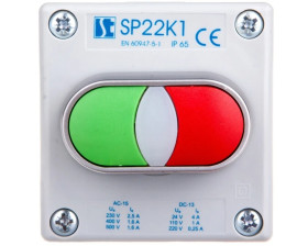 Kaseta sterownicza 1-otworowa podwójny zielony/czerwony 1Z 1R szara IP65 1x dławnica szara M20 SP22K1\21-1