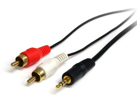 Złącze AUX złącze A: Jack stereo 3,5 mm złącze B: RCA x 2 długość 900mm StarTech.com Czarny rodzaj A Męskie rodzaj B