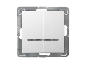 IMPRESJA Wyłącznik podwójny świecznikowy podświetlany biały ŁP-2YS/m/00 OSPEL