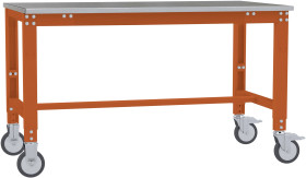 Manuflex AU7314.2001 Stół ROBOCZY UNIWERSALNY, mobilny, z blachą z blachy, szer. X gł. X wys. = 1000 x 800 x 752-972 mm