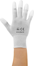 Gloves, with PU-coated fingertips, polyester, gray/white, XS, C-199 2817DR-2XS