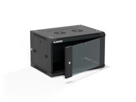 Szafa rack wisząca 19 cali 6U 600x450, drzwi szklane, tył i osłony boczne demontowalne, ZŁOŻONA kolor czarny ALANTEC