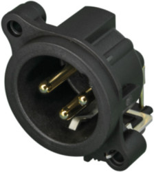 XLR panel plug, 3 pole, gold-plated, metal, NC3MAH