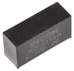 Przetwornica DC-DC, 2W, Uwe 10,8 → 13,2 V DC, Uwy ±15V dc, Iwy ±66mA, Recom