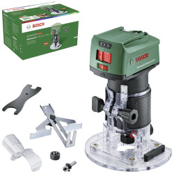Bosch DIY AdvancedTrimRouter 18V-8 Compact Brushless Router Accessories Included