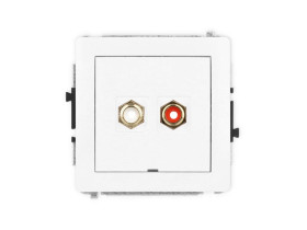 DECO Gniazdo RCA podwójne bez pola opisowego (typu cinch - biały i czerwony pozłacany) biały DGRCABO-2 KARLIK