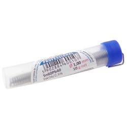 Cyna lutownicza z topnikiem SW26 - 1mm - spoiwo Sn60Pb40 Cynel fiolka 10g