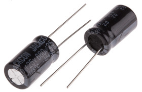 Kondensator 680μF 25V dc Radialny, Otwór przelotowy RS PRO roztaw: 5mm 10 (Dia.) x 17mm