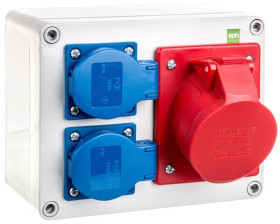 RS rozdzielnica siłowa 2x2P+Z, 3P+N+Z 16A natynkowa, IP44 6203-00