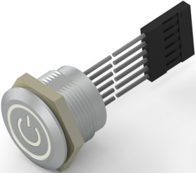 Vandal-proof pushbutton, 1 pole, silver, illuminated  (RGB), 1 A/24 VDC, mounting Ø 19.2 mm, IP68, 2342835-7