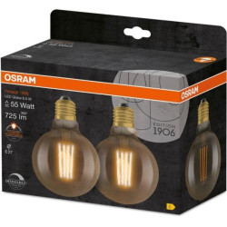 2PAK Żarówka Dekoracyjna LED E27 G95 6,5W = 55W 725lm 2700K Ciepła 300 Filament Ściemnialna OSRAM Vintage 1906