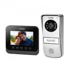 Zestaw wideodomofonowy bezsłuchawkowy, kolor, 4,3 LCD, z czytnikiem breloków zbliżeniowych, czarny, ENIF RFID,VDP-62