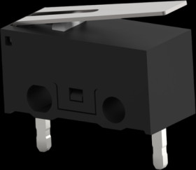 Miniature snap-action switche, PCB connection, hinge lever, 0.39 N, 3 A/125 VAC, 1.5 A/250 VAC, 2351445-5