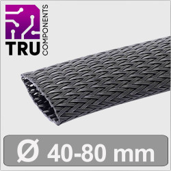 TruComponents 30653 Braided hose Blk Polyester 40 up to 80mm /m