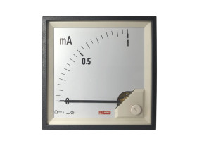 Amperomierz analogowy panelowy DC zakres 0 → 1 (Input)mA wysokość wycięcia: 92mm wartość 1 (Input)mA 1% +65°C RS