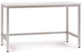 Manuflex AA3051 Stół aluminiowy z płytą melaminową do prac stojących, szer. X gł. X wys. = 1500 x 800 x 900-917 mm