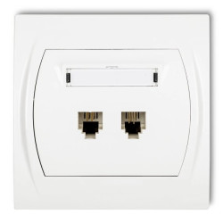 LOGO Gniazdo telefoniczne podwójne 2xRJ11, 4-stykowy biały LGT-2