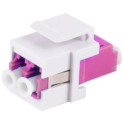 FO connector, LC duplex socket to LC duplex socket, OM4, multimode, ceramic, purple, BS08-10203