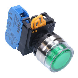 YW4L-AF2E10Q0G Green 22mm Metal Bezel Maintained Shrouded Push Button Switch NO IP65 IDEC