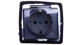 As Gniazdo Bryzgoszczelne Z/U Schuko Ip44 Klapka Przezroczysta Ecru...