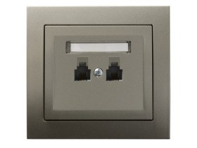 KIER Gniazdo telefoniczne podwójne niezależne satyna light GPT-2WN/45 OSPEL