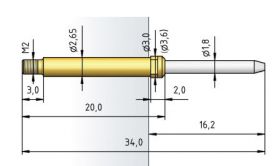 Igła testowa 1061/G-BA2-1.5N-NI-1.8/4.0, raster 4,00 (160 mil)