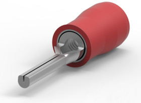 Insulated pin cable lug, 0.3-1.42 mm², AWG 22 to 16, 1.8 mm, red, 165168