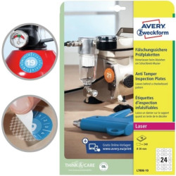 Etykiety inspekcyjne AVERY Zweckform L7806-10 (30mm x 30mm Folia, Poliester kolor biały)