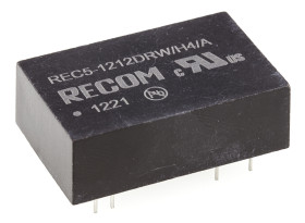 Przetwornica DC-DC, 5W, Uwe 9 → 18 V DC, Uwy ±12V dc, Iwy ±210mA, Recom