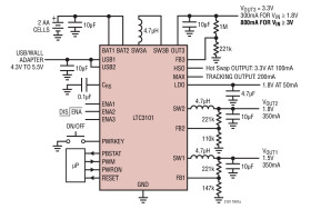 Wide V, Multi-Output DC/DC Converter and PowerPath Controller