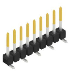 Pin header, 9 pole, pitch 2.54 mm, angled, black, 10047551