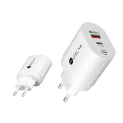 Ładowarka sieciowa USB 20W QC3.0 Biała, USB-A, USB-C