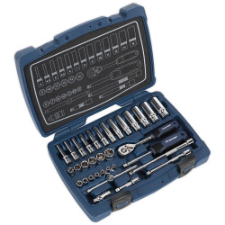 Sealey AK8990 Socket Set 33pc 1/4&quot;Sq Drive 6pt WallDrive&#xAE; Metric