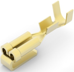 Uninsulated flat plug sleeve, 2.8 x 0.51 mm, 0.32 to 0.82 mm², AWG 22 to 18, brass, 1217083-1