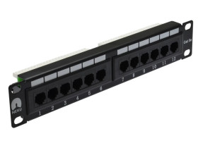 Patch panel RACK 10 cali 1U kat.5e 12p UTP czarny NEKU