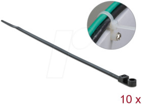 18951 Cable ties, screw-mountable, 300 x 4.8 mm, black, 10 pieces