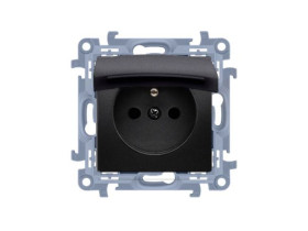 SIMON 10 Gniazdo pojedyncze IP44 Z USZCZELKĄ z przesłonami torów prądowych klapka w kolorze pokrywy (moduł) 16A 250V szybkozłącz