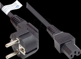 P0150-S010 power cord type E+F CEE 7/7 to C15, black, 1,00 mm², 1 m