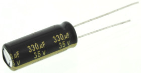 Kondensator 330μF 35V dc Radialny, Otwór przelotowy Panasonic roztaw: 3.5mm 8 (Dia.) x 20mm