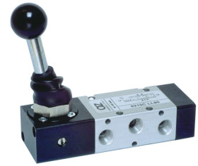 Zawór rozdzielający pneumatyczny ręczny 5/2 G 1/8 monostabilny, ze sprężyną, dźwignia, AZ Pneumatica