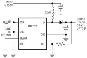 MAX1708 High-Frequency, High-Power, Low-Noise, Step-Up DC-DC Converter