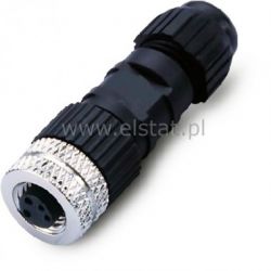 Złącze proste żeńskie M8, 3P lutowane