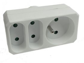 Rozgałęźnik sieciowy 2 gniazda płaskie 1 gniazdo okrągłe