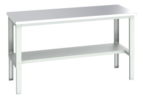 Stół warsztatowy szer. 900mm maks. obciążenie: 350kg Podstawowy stoł Blacha stalowa dł. 2000mm wys. 740 → 1140mm